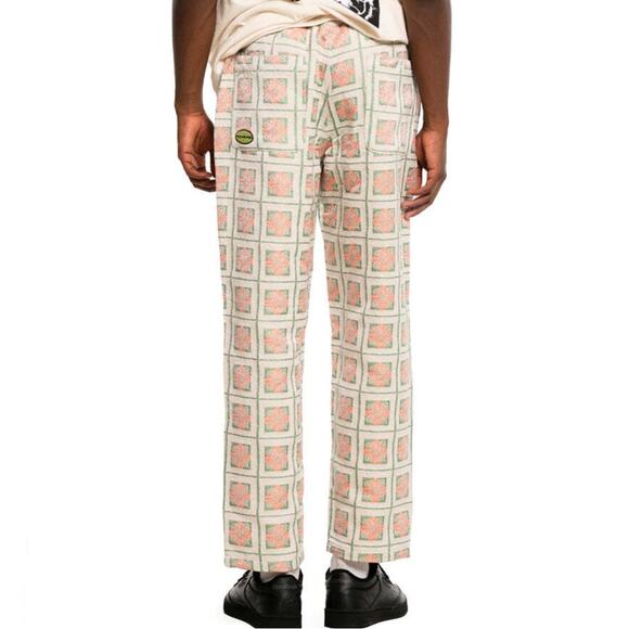 Pleasures Slippy Easy Pant Tapestry Floral Jaquard Pull On Drawstring In Cream L - Picture 4 of 16